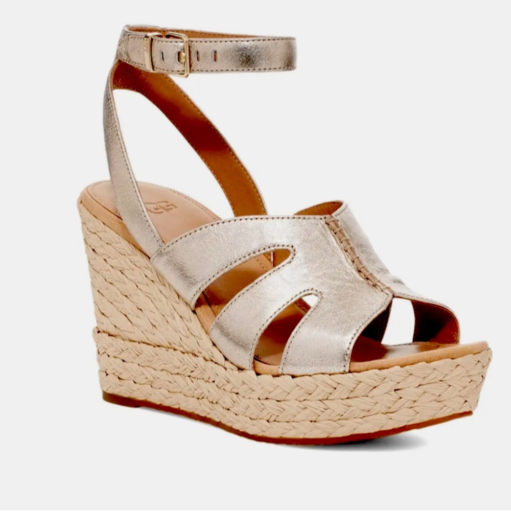 Ugg Gold Metallic Careena Espadrille Sandals